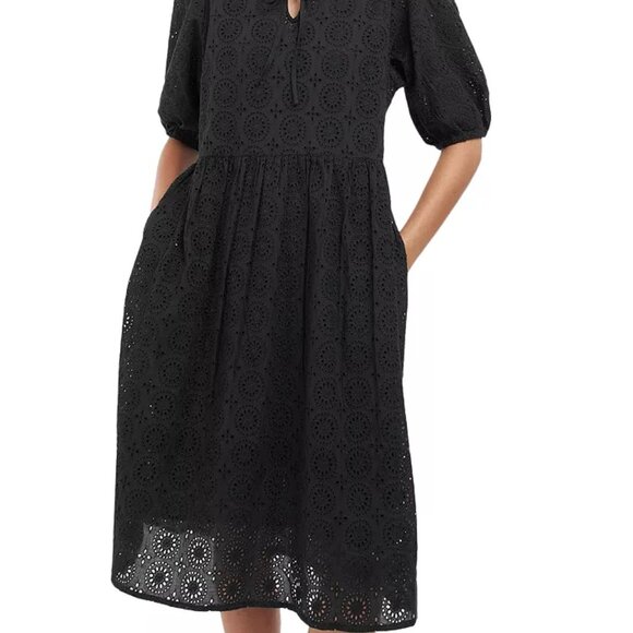 Barbour Black Eyelet Midi Dress - Picture 1 of 14